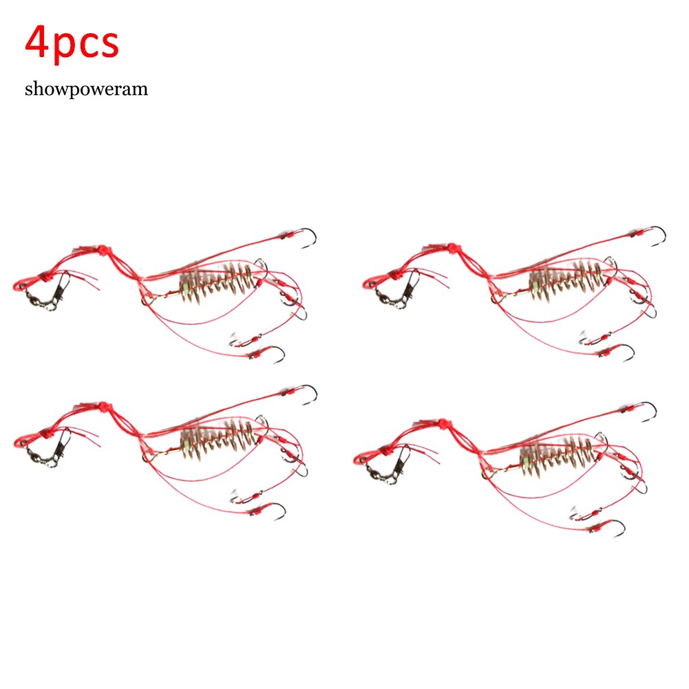SPAM  4Pcs Explosion Fish Lure Bait String Hook Outdoor Fishing Tackle Tool Accessory