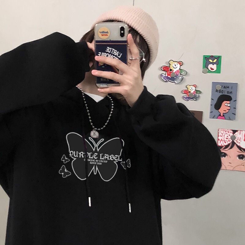 Áo Khoác Hoodie Tay Dài Vải Nhung Dày Dáng Rộng Phong Cách Hàn Quốc Thời Trang Mùa Đông 2022