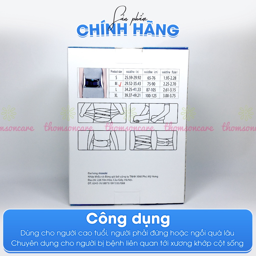 Đai cột sống Maxola - Đai lưng giảm đau mỏi, phòng thoát vị đĩa đệm