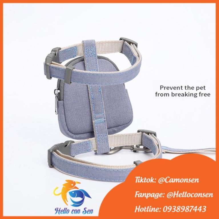 Dây yếm chó mèo kèm balo yếm cho chó mèo Họa Tiết thêu Xinh Xắn Siêu Bền Chống Mài Mòn Tiện Dụng