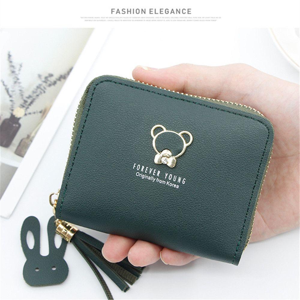 SOFTNESS Ví Ngắn Phối Tua Rua Hình Gấu Đáng Yêu Thời Trang