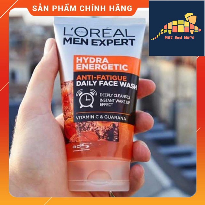 [CHÍNH HÃNG] Sữa rửa mặt Loreal Men Expert Hydra Energetic Wake-up Effect with Guarana + Vitamin C - 100 ml Hàng Pháp