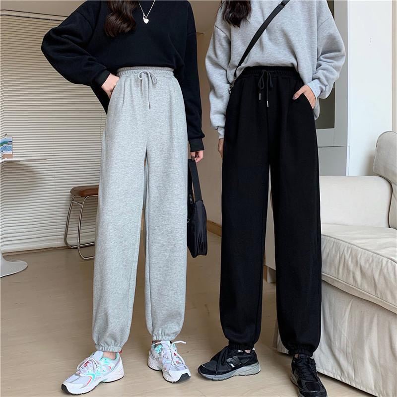 Quần ống rộng jogger nữ unisex giá rẻ vải thun chất da cá dày dặn nỉ dáng bomber mặc hè thu đông