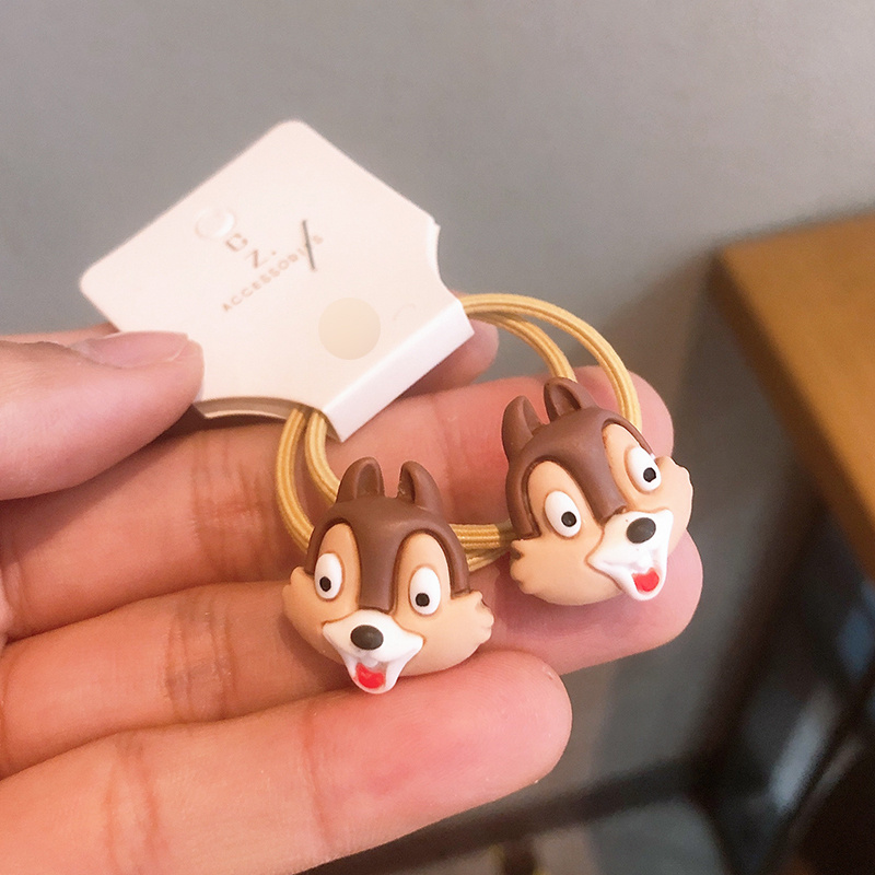 Set 2 Dây Cột Tóc Co Giãn Hình Sóc Chuột Dễ Thương Cho Bé Gái