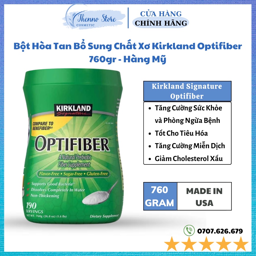 Bột Hòa Tan Bổ Sung Chất Xơ Kirkland Optifiber 760gr - Hàng Mỹ