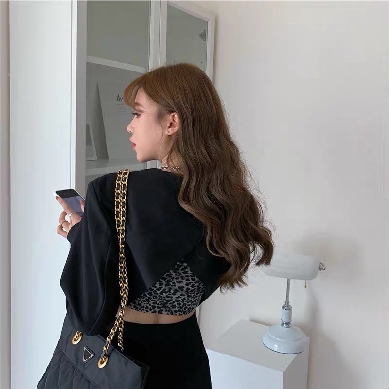 Set áo khoác ngắn dài tay+áo 2 dây croptop+váy đen xẻ tà cá tính phong cách ulzzang SAM SAM BOUTIQUE