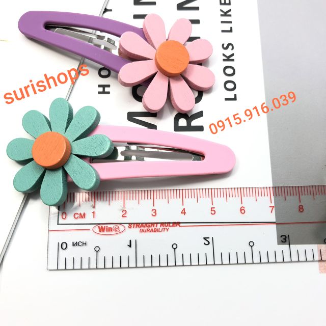 KẸP TÓC BẤM HOA GỖ, KẸP TÓC BẤM HÌNH HOA NHIỀU MÀU PHONG CÁCH HÀN QUỐC