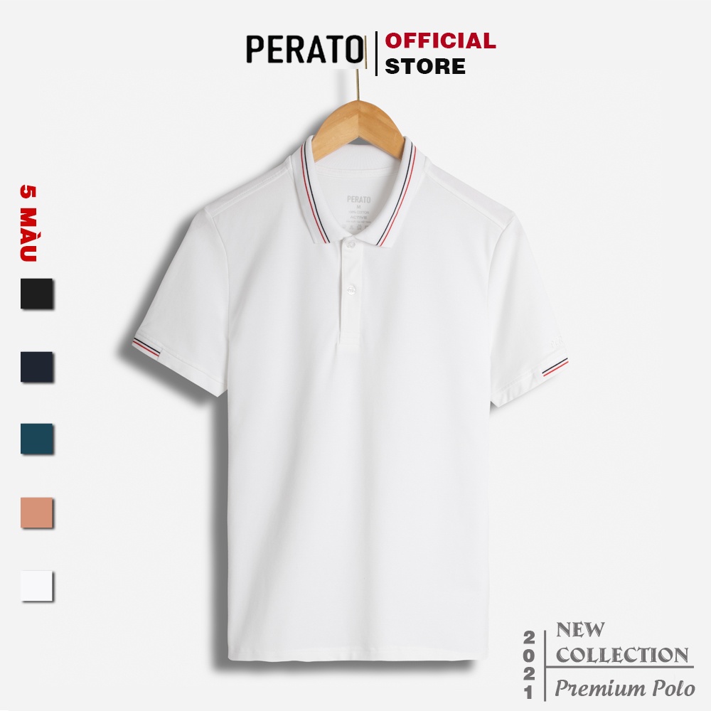 [MUA 2 GIẢM 20K] Áo Phông Nam Có Cổ PERATO Trẻ Trung, Năng Động, Chất Mềm Mại, Thấm Hút Tốt (APCP21004-05)