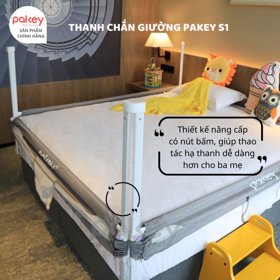 Thanh chắn giường Pakey SV1 & S1 Mẫu mới dày dặn cao tới 105cm NEW 2022