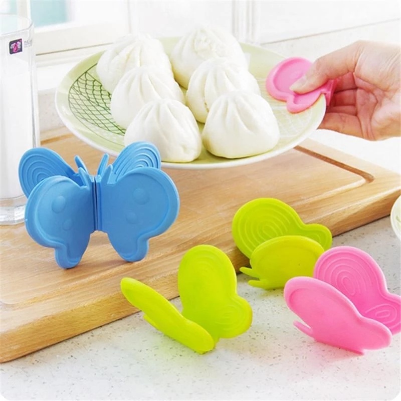 1 Kẹp Nhấc Nồi Bằng Silicone Cách Nhiệt Chống Trượt Hình Bướm
