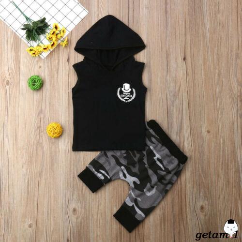 Set áo hoodie cộc tay + quần lửng rằn ri cho bé trai