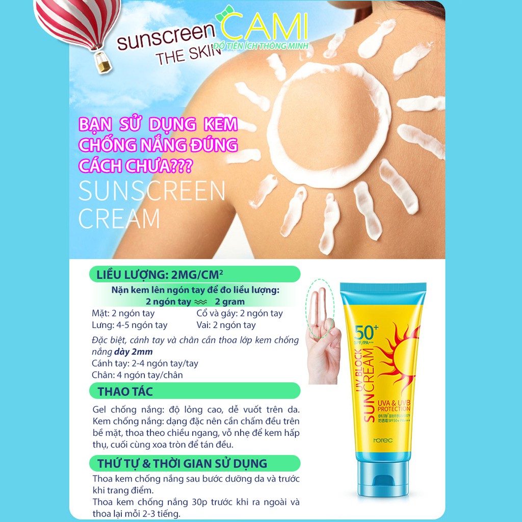 Kem chống nắng SPF50+ mỏng nhẹ và không bóng nhờn - Cami - MP008