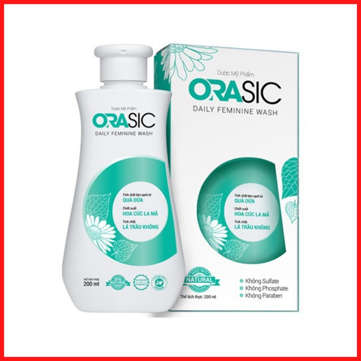 Dung Dịch Vệ Sinh Phụ Nữ Hàng Ngày ORASIC 200ml -Tinh Chất Lá Trầu Không làm sạch vùng kín hương thơm nhẹ nhàng tươi mát