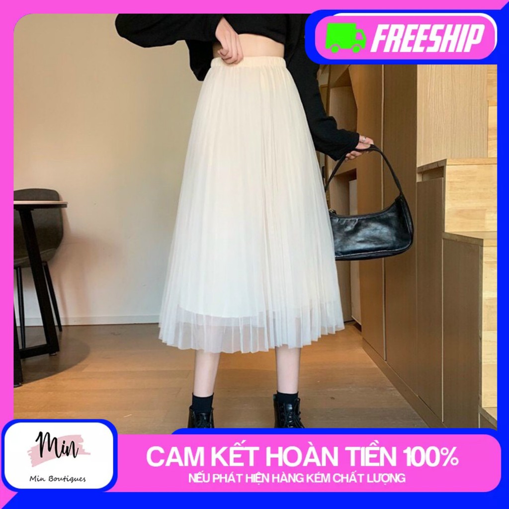 [Mã FAMAYWA giảm 10K đơn 50K] Chân váy công chúa - Chân váy MIDI LƯỚI xếp ly 2 lớp - dài 70cm | BigBuy360 - bigbuy360.vn