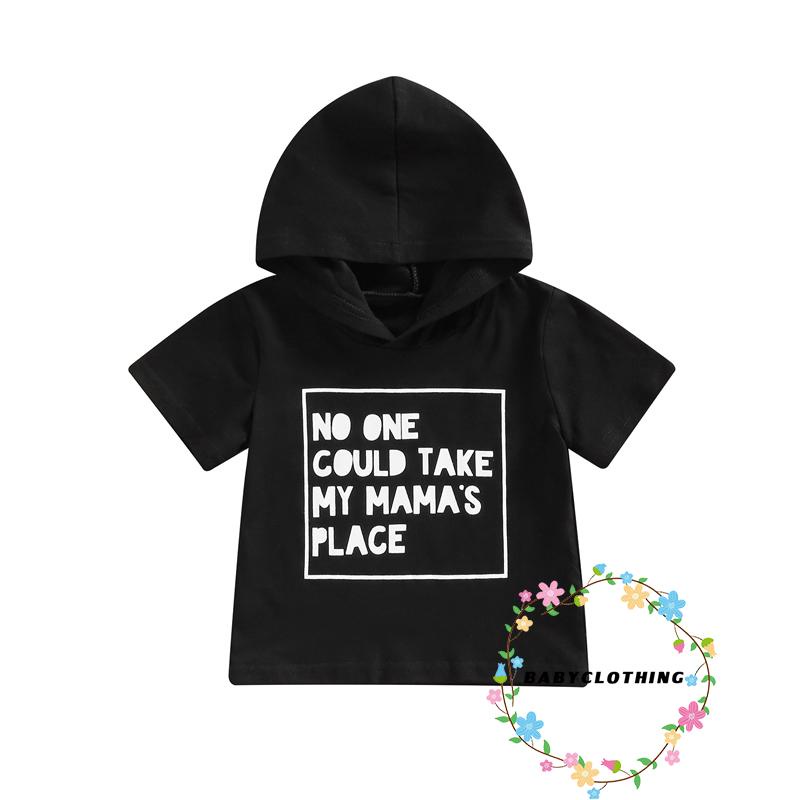 Áo Hoodie Tay Ngắn In Chữ Thời Trang Cho Bé Trai