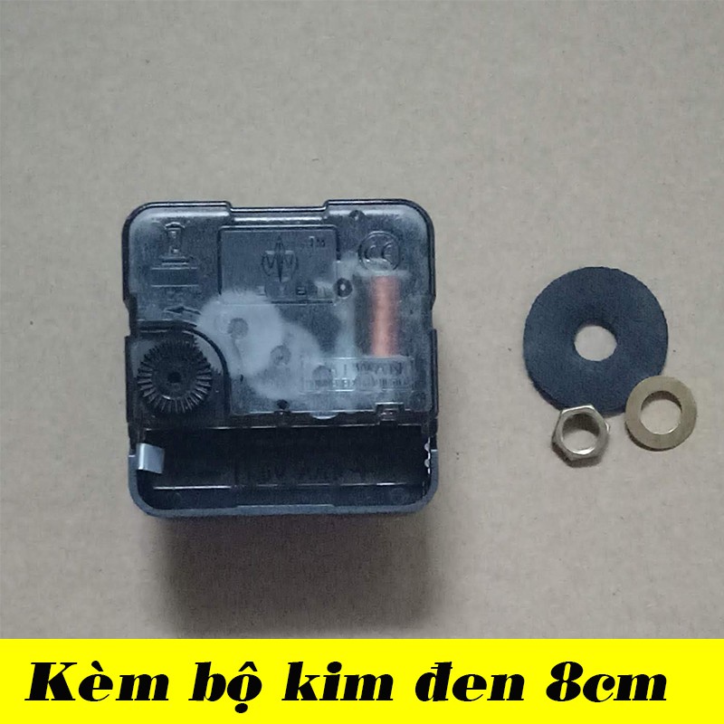 Bộ kim đen 8cm và Máy đồng hồ treo tường Taiwan kim giật M3288