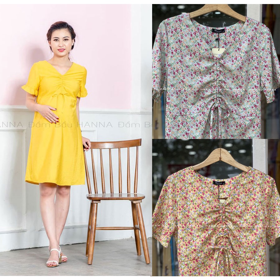 [SIZE 40-78KG] Đầm bầu dễ thương cho mẹ trẻ có size 40-78kg kiểu rút dây xinh mặc bầu và sau sinh đều đẹp vải lụa đẹp