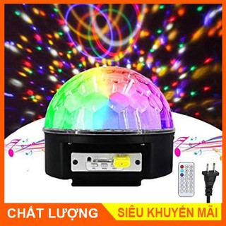 QUẢ CẦU XOAY PHA LÊ 7 MÀU NHẤP NHÁY THEO NHẠC - ĐÈN CHỚP NHÁY-  MP3 LED MAGIC BALL LIGHT