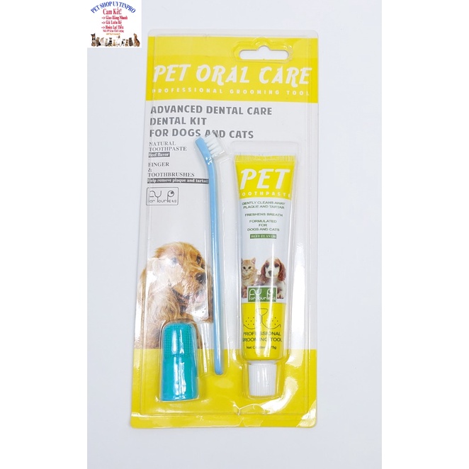 Bộ kem đánh răng cho Chó Mèo thú cưng PET ORAL CARE Tuýp 75g Giúp hàm răng thú cưng chắc khỏe Hơi thở thơm tho