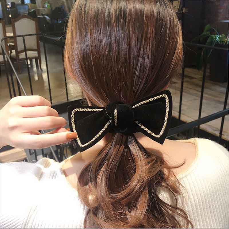 Dây Buộc Tóc Đính Nơ Phong Cách Retro