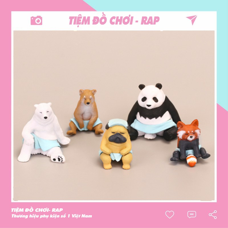 Set 5 mô hình : gấu bắc cực, chó, gấu trúc ... để bàn dễ thương trang trí góc học tập, làm việc, gaming - Ráp
