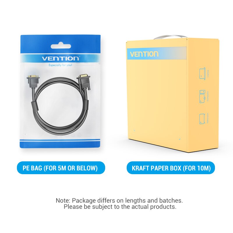 Dây cáp VGA Vention nối dài 1080P chiều dài 1.5m 3m 5m tiện lợi