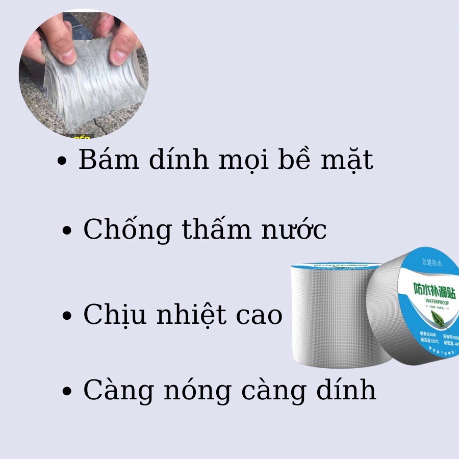 Băng keo chống thấm Nhật, băng keo siêu dính 5cmx5m, 20cmx5m