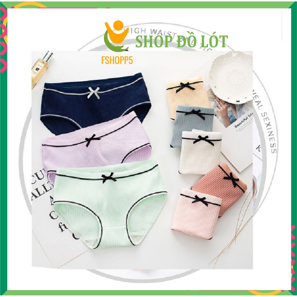 Quần lót nữ cotton ✨ FREESHIP ✨ Gân tăm viền nơ giữa điệu đà mềm mại siêu thấm hút mồ hôi Cao Cấp LOTNU01