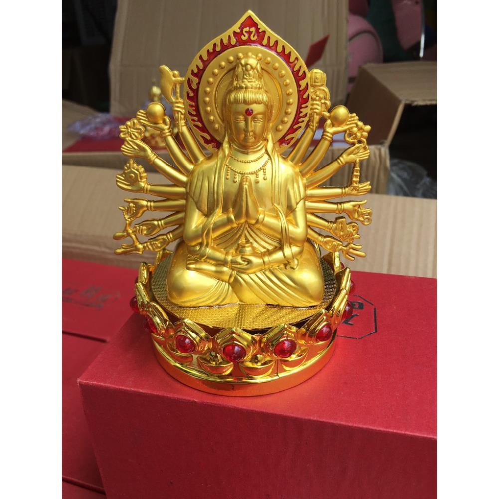 Tượng Phật bà nghìn tay mạ vàng - tượng phong thủy đặt taplo ô tô trang trí