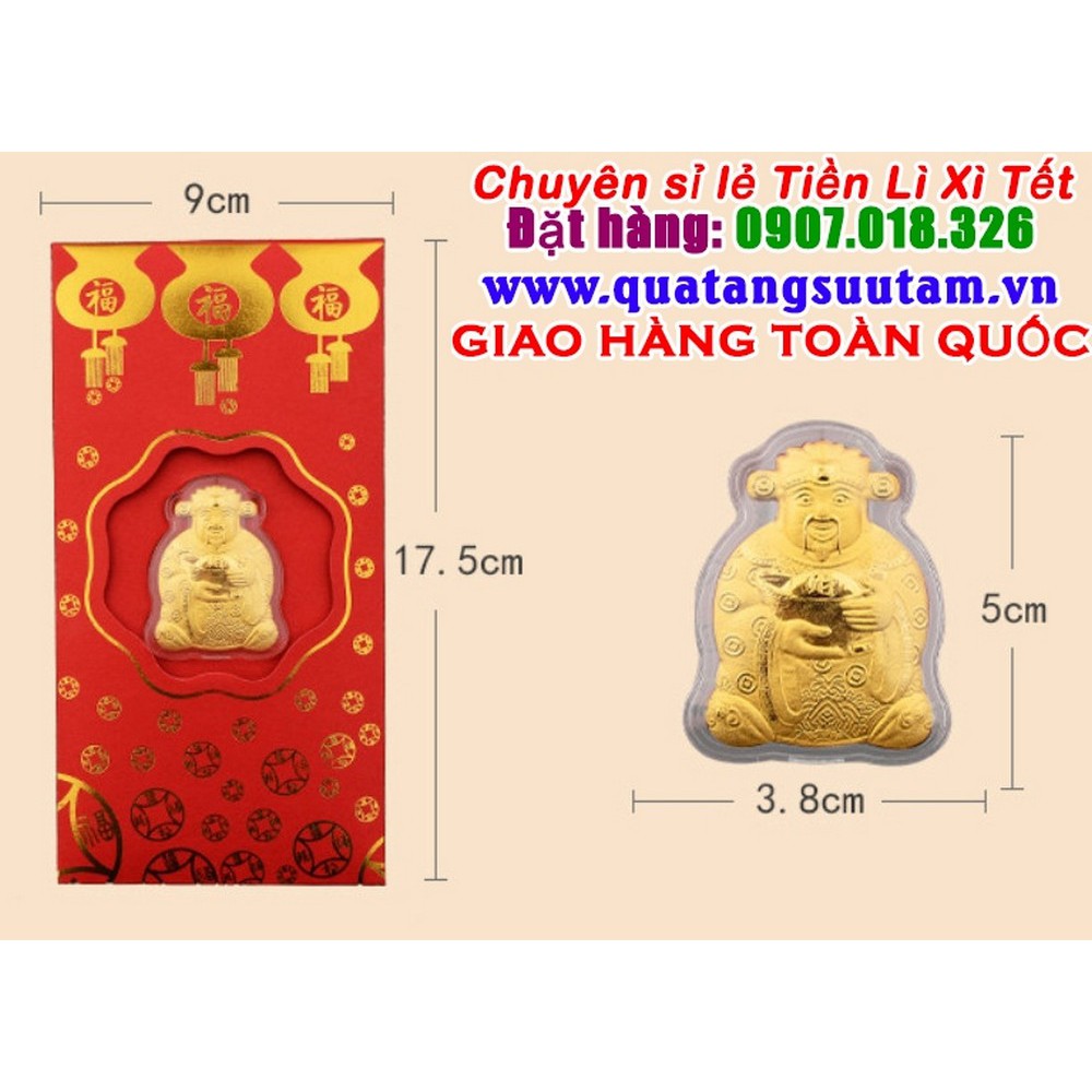 bao lì xì vàng miếng thần tài 24k may mắn