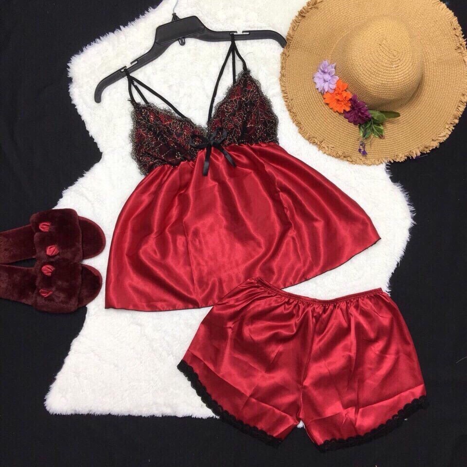 Đồ Ngủ Phối Ren Bốn Dây Vải Phi Lụa Mềm Mại, Freesize Dưới 56kg | BigBuy360 - bigbuy360.vn