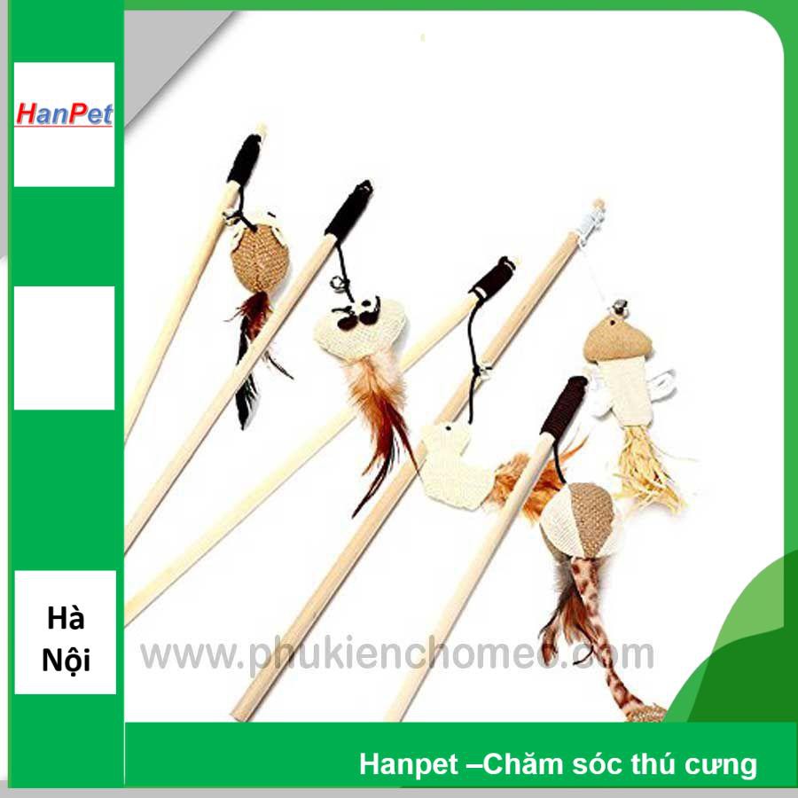 HN-SP1215 - Cần câu mèo cán gỗ nhồi bông (hanpet 4711826)