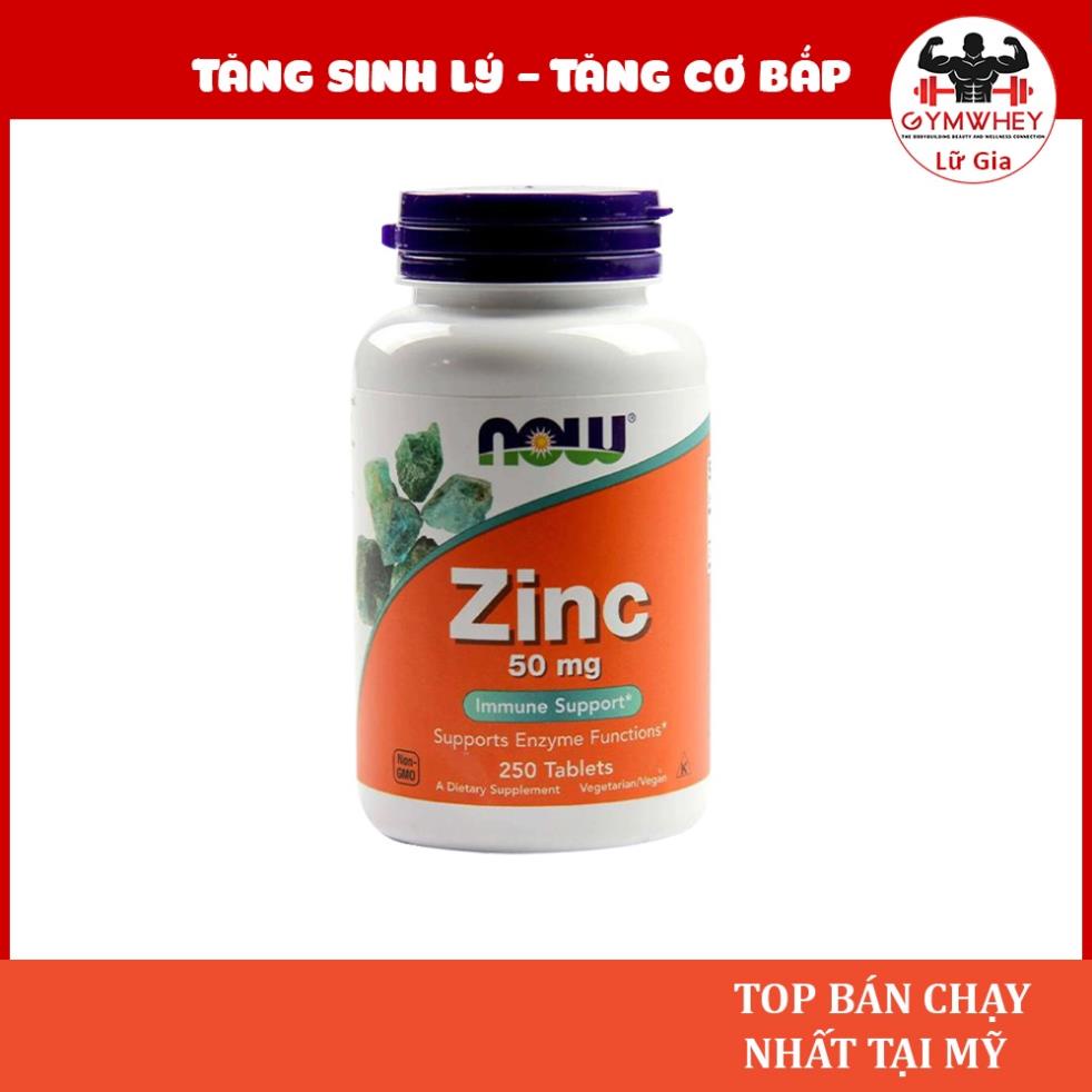 ZINC KẼM Giúp Tăng Test Giảm Mụn Tăng Sinh Lý Tăng Miễn Dịch Bảo Vệ Cơ Thể NOW ZINC GLUCONATE 50MG 100 VIÊN