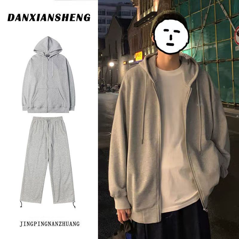 SET ÁO KHOÁC NAM CÓ MŨ + QUẦN ỐNG RỘNG CẠP CHUN HÀNG QUẢNG CHÂU