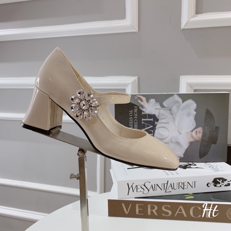 Giày cao gót miu miu quai hoa đá 6p fullbox