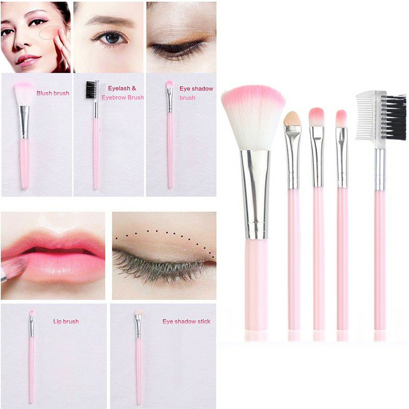 Bộ 5 cọ trang điểm màu hồng tiện lợi