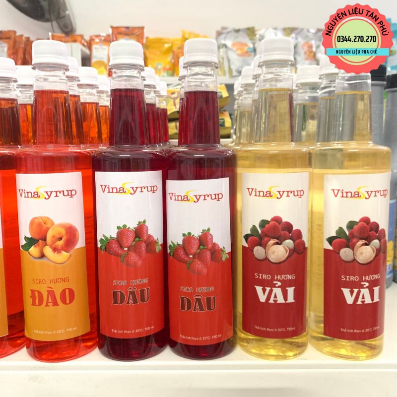 Siro Vina Đủ hương Đào, Vải, Dâu, mãng cầu...- Chai 750 ml -