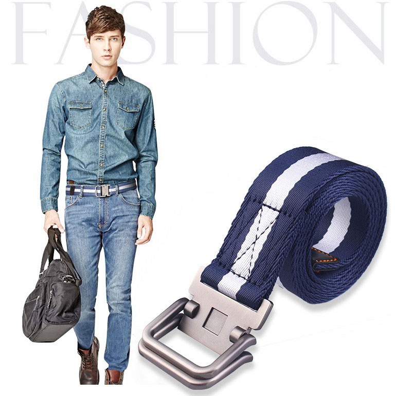 Thắt Lưng Vải Canvas Co Giãn Màu Trơn Phong Cách Thể Thao Thời Trang