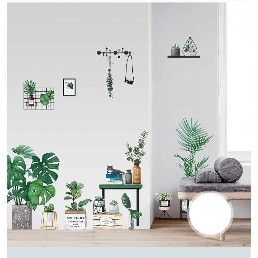 Bộ tranh dán tường CHẬU CÂY CẢNH SIMPLE LIFE - Decal dán tường phòng khách