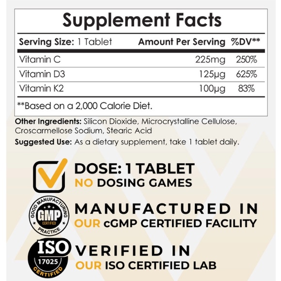 365 viên Vitamin D3 + K2 5000IU Cholecalciferol + Menaquinone-7