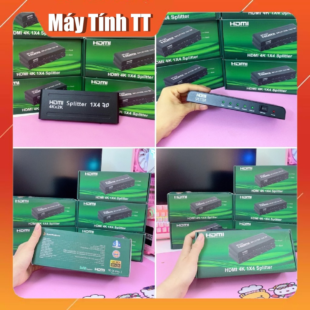 Bộ chia HDMI 1 ra 4 / 1 ra 2 màn hình mach dài xịn 4K Full HD - HUB HDMI 1 ra 4 hỗ trợ 3D mạch dài