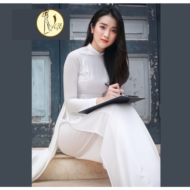 Áo Dài Trắng 4 Tà Truyền Thống May Sẵn Vải Chiphong Cao Cấp 2 Lớp Nữ Học Sinh Đi Học ,Mặc Lễ Tết Đẹp