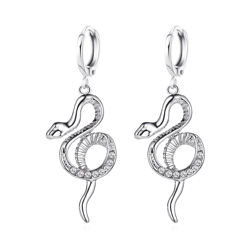 Earrings personality full diamond serpentine long earrings luxury temperament