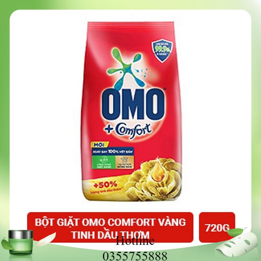 Bột giặt OMO Comfort Tinh Dầu Thơm Nồng Nàn Vàng Giặt Tay 720 g