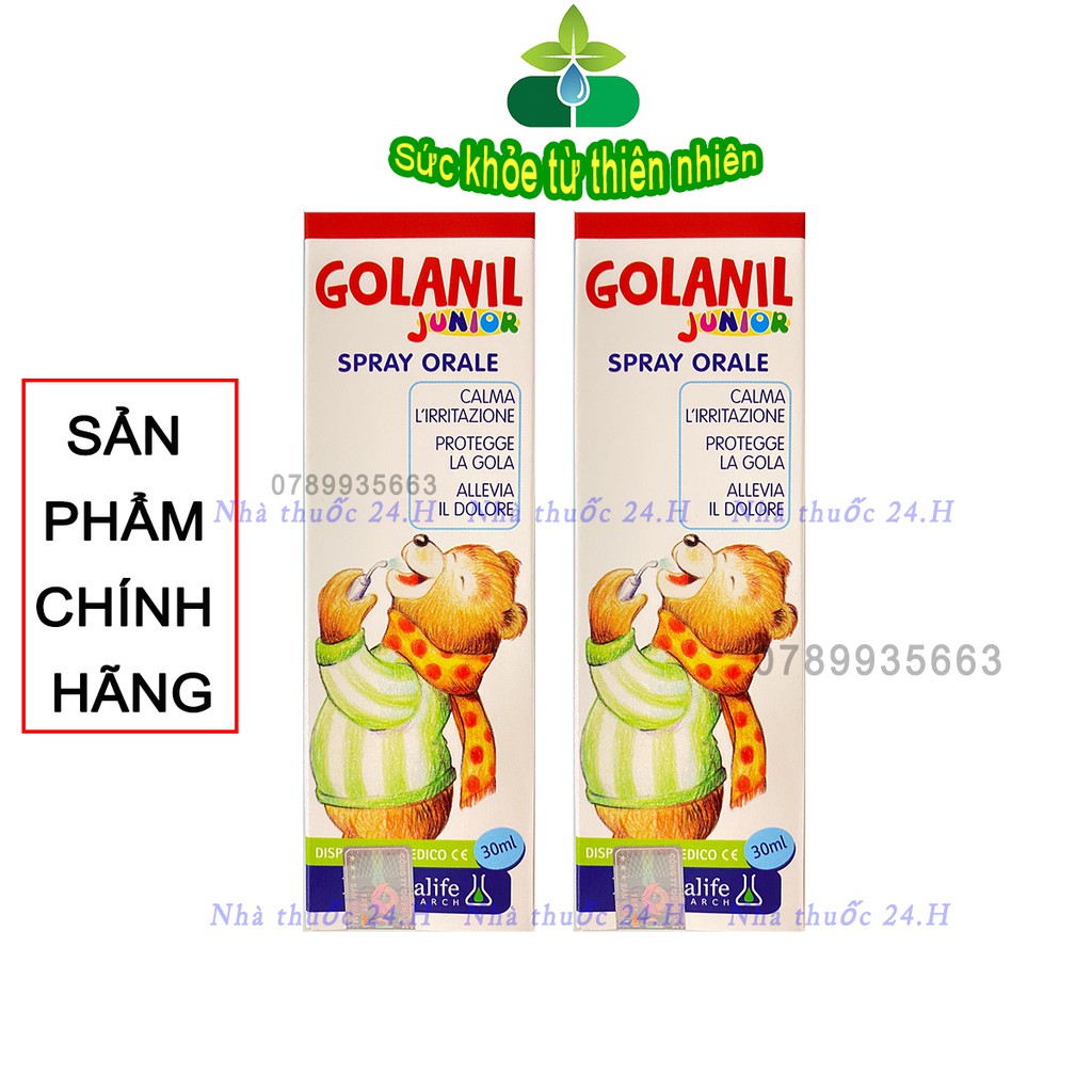 Xịt Họng Golanil Spray Orale 30ml.Giảm Ho,Đau,Ngứa Rát Họng Cho Bé Chiết Xuất Keo Ong