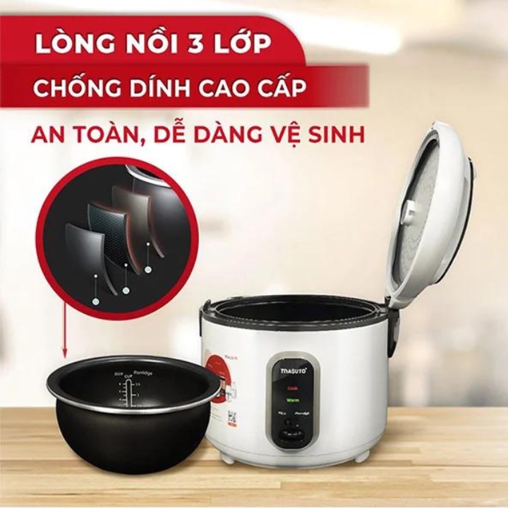Nồi Cơm Điện Lòng Niêu Masuto GS-30P 1,8L Dung tích 1,8 Lít cho 4-5 Người Ăn Công Suất 650W, Chống Dính Cao Cấp
