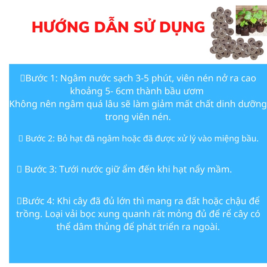 Viên Nén Xơ Dừa, Viên Ươm Hạt Kích Mầm Bằng Xơ Dừa