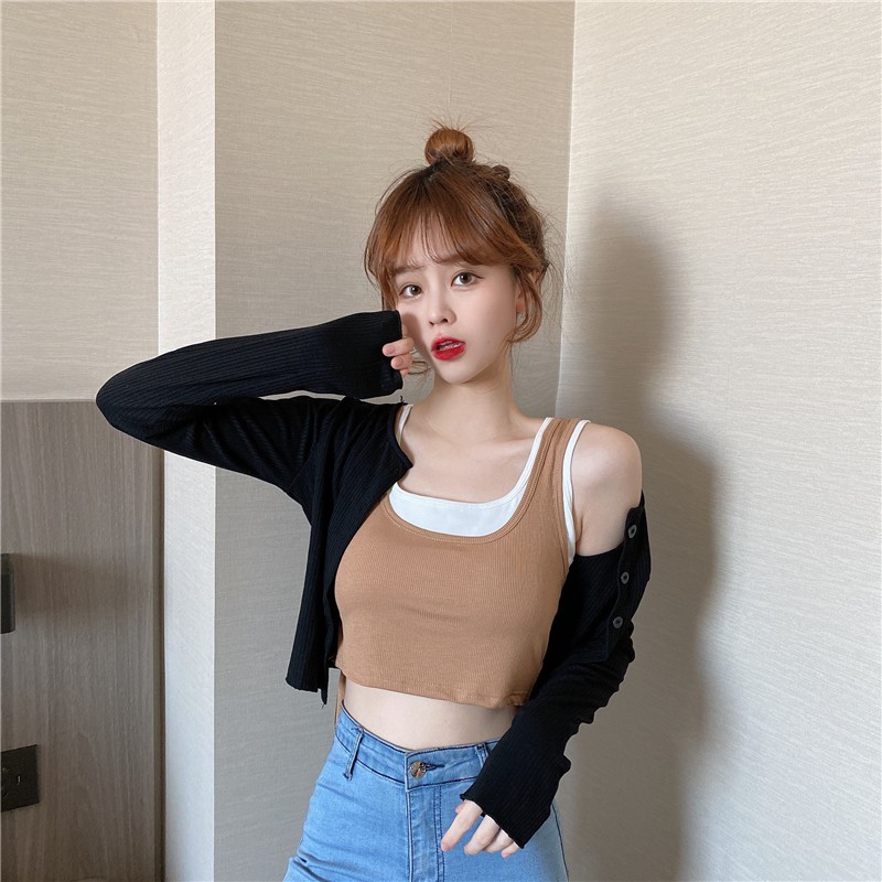 Áo croptop 3 lỗ body siêu đẹp 🎀FREESHIP🎀  Áo 2 lớp chất thun Borip thái loại 1 xịn xò có mút đệm 2103