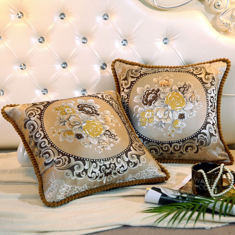 Bộ 2 Gối Tựa Lưng Phong Cách Châu Âu Có Thể Giặt Tiện Dụng Cho Ghế Sofa/ Xe Hơi