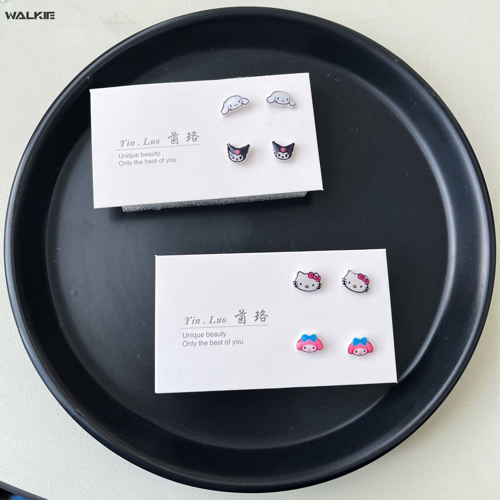 Bông Tai Hoạt Hình MyMelody Cinnamoroll Kuromi Kitty Dễ Thương Cho Nữ